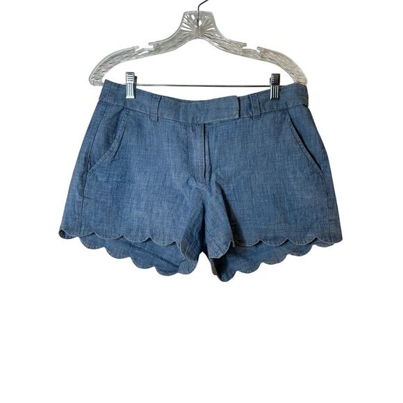 J. Crew Pants - J. CREW Women’s Scalloped Hem Chambray Shorts / Size: 4